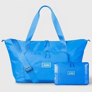 The Foldie Travel Bag Zip Closure Foldable Expandable Carry-On Tote Azure Blue
